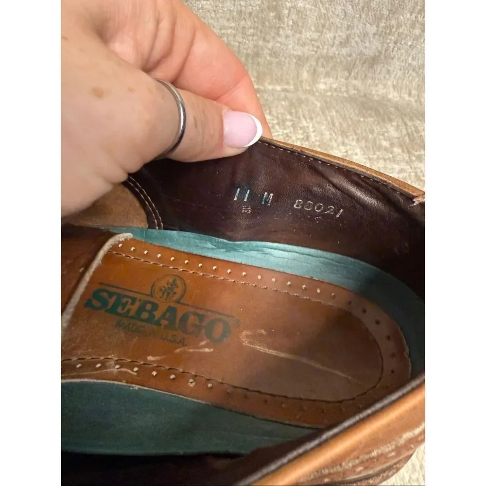 Sebago Men's Leather Cap Toe Lace Up Oxford Derby Dress Shoes Brown Size 11